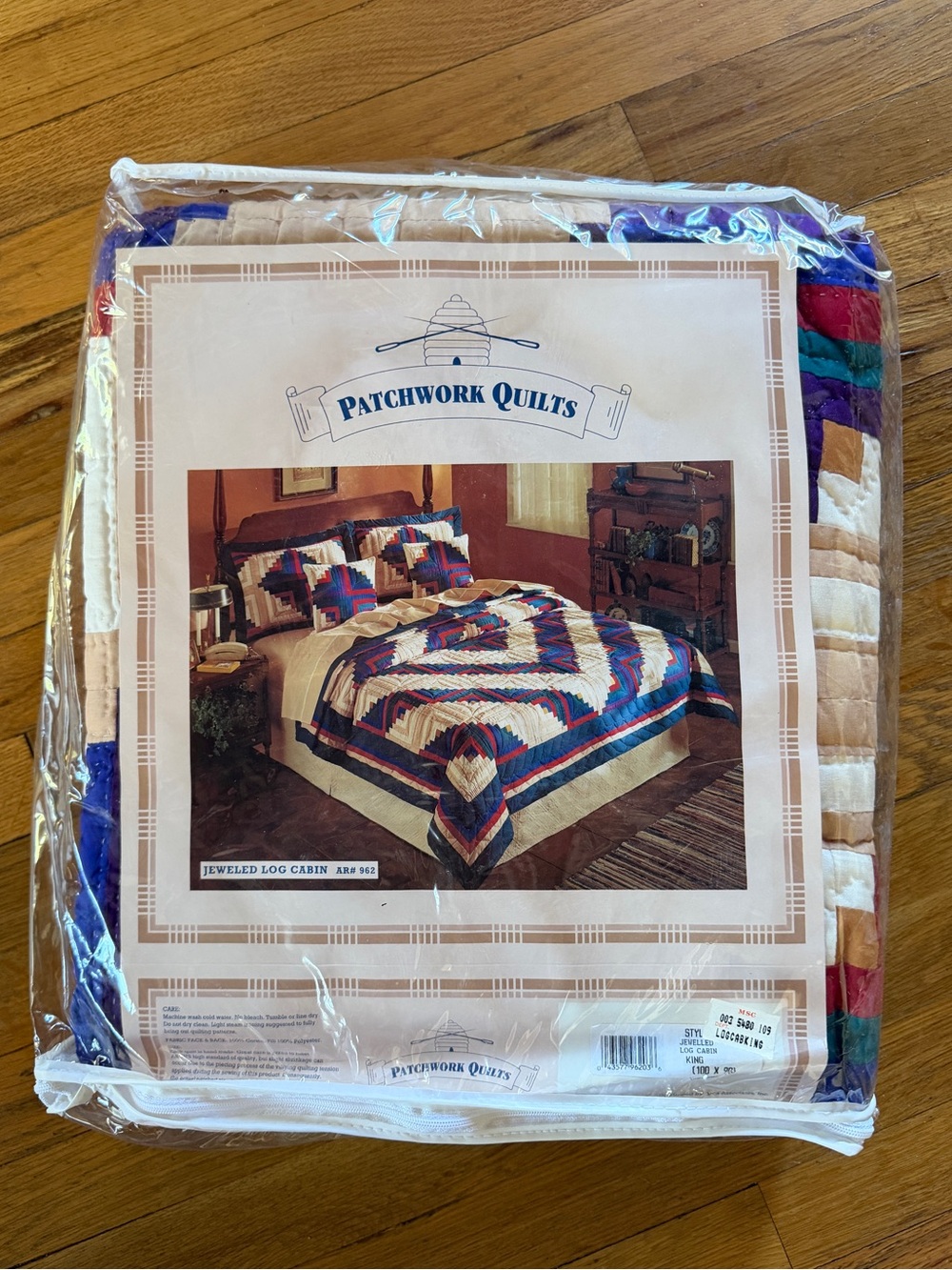 NEW vintage patchwork log cabin quilt king size